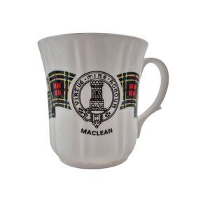 MacLean Clan Mugh Duchess Bone China Scotland Crest Tartan Fluted Panel Sided
